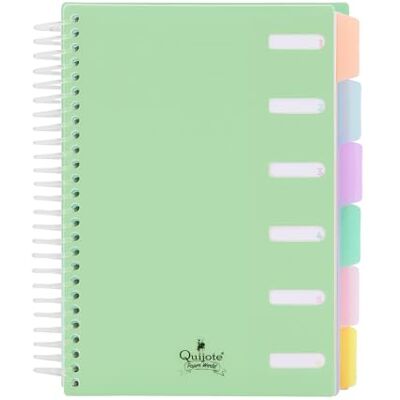 Starplast Bloc Libreta A5 Con Separadores Cuadriculado 5x5mm, Espiral transparente, tapa plástico, 120 hojas, 4 colores Verde Pastel Starplast Bloc Libreta A5 Con Separadores Cuadriculado 5x5mm, Espiral transparente, tapa plástico, 120 hojas, 4 colores Verde Pastel