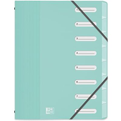 Oxford Clasificador estándar de 8 compartimentos School Life A4, manta polipro, colores pastel surtidos Oxford Clasificador estándar de 8 compartimentos School Life A4, manta polipro, colores pastel surtidos