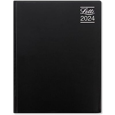 Letts of London Letts Rhino Agenda 2024, tamaño A4, día por página, con citas, color negro Letts of London Letts Rhino Agenda 2024, tamaño A4, día por página, con citas, color negro