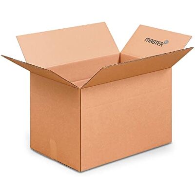 Master'in Caja de cartón doble surco Marrón 600 x 400 x 300 mm Paquete de 15 cajas Master'in Caja de cartón doble surco Marrón 600 x 400 x 300 mm Paquete de 15 cajas