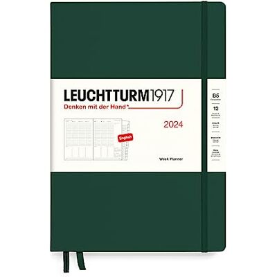 LEUCHTTURM1917 Planificador semanal Composition (B5) 2024, 12 meses, color verde bosque, inglés LEUCHTTURM1917 Planificador semanal Composition (B5) 2024, 12 meses, color verde bosque, inglés