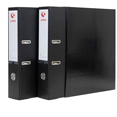 Grafoplas Módulo de 2 Archivadores con Palanca de 65mm Color Negro, Incluye Caja, Perfecto para Archivo Grafoplas Módulo de 2 Archivadores con Palanca de 65mm Color Negro, Incluye Caja, Perfecto para Archivo