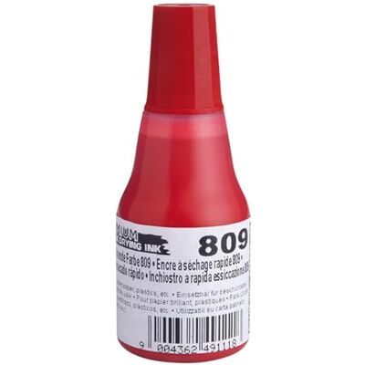 COLOP Tinta para sellos de secado rápido, 809, color rojo, envasado en 25 ml. COLOP Tinta para sellos de secado rápido, 809, color rojo, envasado en 25 ml.