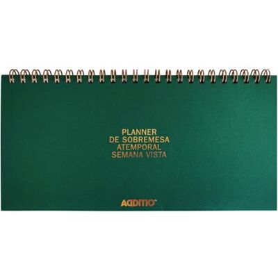 ADDITIO Planner de Sobremesa Semana Vista Atemporal Planificador Semanal 21 x 10 cm 108 Páginas con Notas Doble Espiral Papel Munken 100 g Organizador de Escritorio Verde Castellano ADDITIO Planner de Sobremesa Semana Vista Atemporal Planificador Semanal 21 x 10 cm 108 Páginas con Notas Doble Espiral Papel Munken 100 g Organizador de Escritorio Verde Castellano