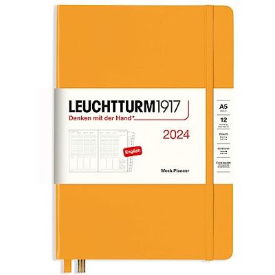 LEUCHTTURM1917 Planificador semanal mediano (A5) 2024, 12 meses, Rising Sun, Inglés LEUCHTTURM1917 Planificador semanal mediano (A5) 2024, 12 meses, Rising Sun, Inglés