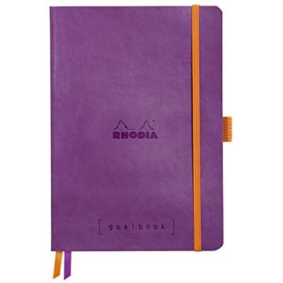 Rhodia Goalbook Cuaderno (A5, 240 páginas, papel Clairefontaine blanco, 90 g, 2 correas, cierre elástico, tapa de piel sintética), color morado Rhodia Goalbook Cuaderno (A5, 240 páginas, papel Clairefontaine blanco, 90 g, 2 correas, cierre elástico, tapa de piel sintética), color morado