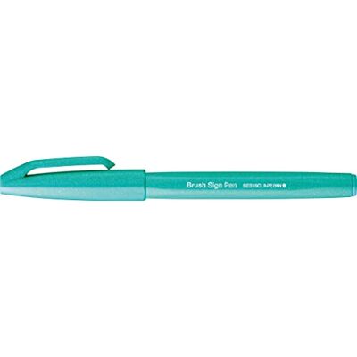 Pentel Rotulador punta pincel Brush Sign Pen punta de fibra. Color verde esmeralda. Pack 10 Pentel Rotulador punta pincel Brush Sign Pen punta de fibra. Color verde esmeralda. Pack 10
