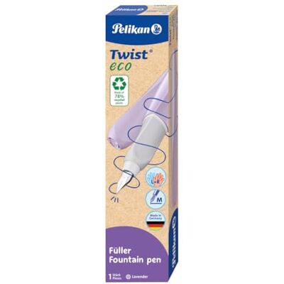 Pelikan Twist Eco Lavander, Estilográfica Ergonómica para Diestros y Zurdos, Plumín M De Acero Inoxidable, Cartucho Azul Incluido, Recargable, Fabricada con Plástico Reciclado, Embalaje Sostenible Pelikan Twist Eco Lavander, Estilográfica Ergonómica para Diestros y Zurdos, Plumín M De Acero Inoxidable, Cartucho Azul Incluido, Recargable, Fabricada con Plástico Reciclado, Embalaje Sostenible