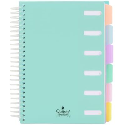 Starplast Bloc Libreta A5 Con Separadores Cuadriculado 5x5mm, Espiral transparente, tapa plástico, 120 hojas, 4 colores Turquesa Starplast Bloc Libreta A5 Con Separadores Cuadriculado 5x5mm, Espiral transparente, tapa plástico, 120 hojas, 4 colores Turquesa