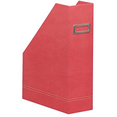 Rhodia Revistero coral 10x25x31 cm Pespuntes naranjas Exterior de piel sintética Colección Home Office rama Organización de oficina y almacenamiento de diseño Rhodia Revistero coral 10x25x31 cm Pespuntes naranjas Exterior de piel sintética Colección Home Office rama Organización de oficina y almacenamiento de diseño
