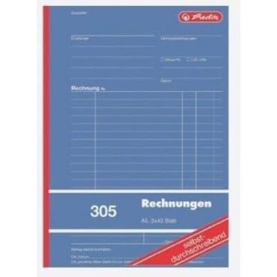 herlitz Formularbuch "Rechnung 305", DIN A5, 2 x 40 Blatt herlitz Formularbuch "Rechnung 305", DIN A5, 2 x 40 Blatt