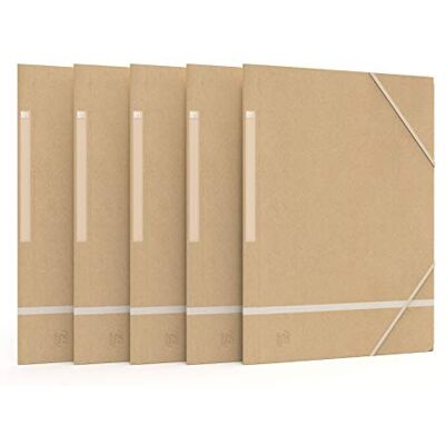 Oxford Carpeta de 3 solapas Touareg A4 con goma elástica para tarjetas recicladas, color beige natural Oxford Carpeta de 3 solapas Touareg A4 con goma elástica para tarjetas recicladas, color beige natural