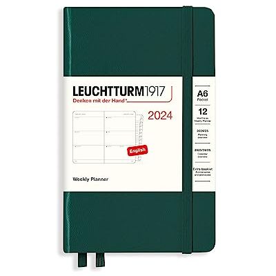 LEUCHTTURM1917 Agenda semanal Pocket A6 2024, 12 meses, verde bosque, inglés LEUCHTTURM1917 Agenda semanal Pocket A6 2024, 12 meses, verde bosque, inglés