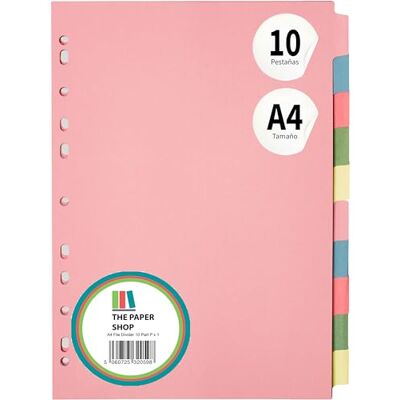 The Paper Shop Separadores de archivos A4, 10 divisores de carpetas para carpetas de anillos y archivos de palanca (1 paquete) separadores de carpetas y sujetos con pestañas de índice de colores para escribir The The Paper Shop Separadores de archivos A4, 10 divisores de carpetas para carpetas de anillos y archivos de palanca (1 paquete) separadores de carpetas y sujetos con pestañas de índice de colores para escribir The
