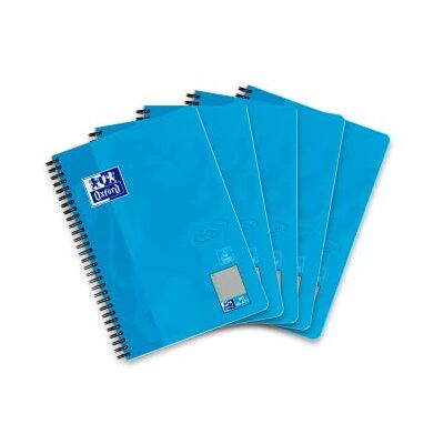 Oxford Touch Cuaderno de notas (5 unidades, B5, cuadriculado, con borde izquierdo, 80 hojas), color azul Oxford Touch Cuaderno de notas (5 unidades, B5, cuadriculado, con borde izquierdo, 80 hojas), color azul