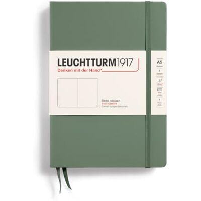 LEUCHTTURM1917 Libreta Medium (A5) 145 x 210 mm, Tapa Dura, 251 páginas numeradas, Oliva, Lisa LEUCHTTURM1917 Libreta Medium (A5) 145 x 210 mm, Tapa Dura, 251 páginas numeradas, Oliva, Lisa