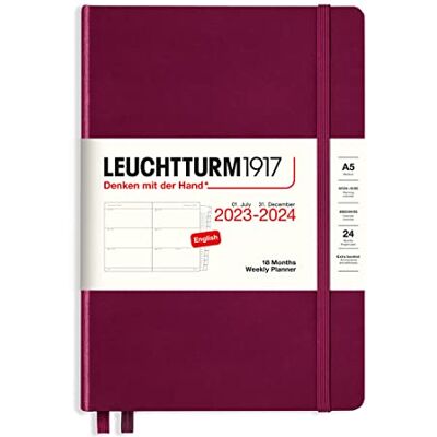 LEUCHTTURM1917 Agenda semanal mediana (A5) 2024, 18 meses, color rojo LEUCHTTURM1917 Agenda semanal mediana (A5) 2024, 18 meses, color rojo