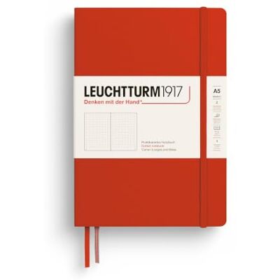 LEUCHTTURM1917 Libreta Medium (A5) 145 x 210 mm, Tapa Dura, 251 páginas numeradas, Fox Red, Puntos LEUCHTTURM1917 Libreta Medium (A5) 145 x 210 mm, Tapa Dura, 251 páginas numeradas, Fox Red, Puntos