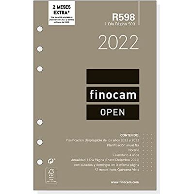 Finocam Recambio Anual 2022 Día Página, de Enero 2022 a Diciembre 2022 (2 meses) 500-7x8 mm Open Español Finocam Recambio Anual 2022 Día Página, de Enero 2022 a Diciembre 2022 (2 meses) 500-7x8 mm Open Español