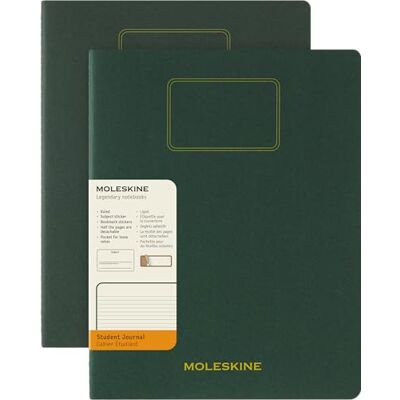 Moleskine Student Cahier Journal, Set de 2 Cuadernos a Rayas para Notas con Páginas Desprendibles, Cubierta de Cartón y Adhesivos, Color Verde Mirto, Formato XXL 21,6 x 27,9 cm Moleskine Student Cahier Journal, Set de 2 Cuadernos a Rayas para Notas con Páginas Desprendibles, Cubierta de Cartón y Adhesivos, Color Verde Mirto, Formato XXL 21,6 x 27,9 cm