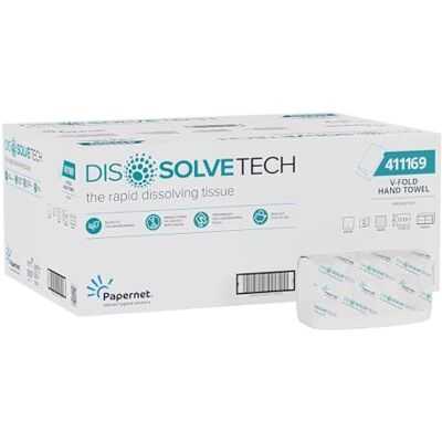 Papernet Toallas de mano Plegado V Dissolve Tech Caja de 15 paquetes (Total toallas 3150) ideal para lugares de alto trafico Papernet Toallas de mano Plegado V Dissolve Tech Caja de 15 paquetes (Total toallas 3150) ideal para lugares de alto trafico