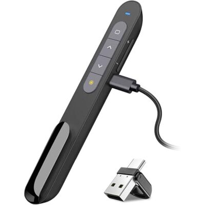VOVIGGOL Presentador Inalambrico Recargable, 2,4 GHz Hipervínculo Volumen Pasador Diapositivas Puntero Presentaciones Mando Ordenador Powerpoint Remote Presenter para PPT/macOS/Windows/Linux/Vista VOVIGGOL Presentador Inalambrico Recargable, 2,4 GHz Hipervínculo Volumen Pasador Diapositivas Puntero Presentaciones Mando Ordenador Powerpoint Remote Presenter para PPT/macOS/Windows/Linux/Vista