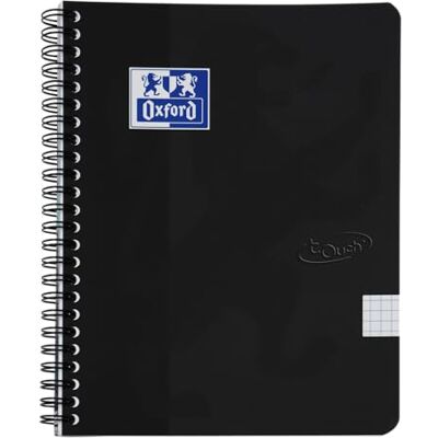 Oxford Touch spiraalbloc A5 geruit 5 mm 70 vel 90 g soepele caja de cartón negro Oxford Touch spiraalbloc A5 geruit 5 mm 70 vel 90 g soepele caja de cartón negro