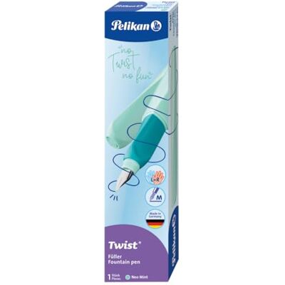 Pelikan , Pluma Estilográfica Twist, Diseño Ergonómico, Plumilla de Acero Inoxidable, Incluye Cartuchos de Tinta Azul Borrable, Color Menta Neon Pelikan , Pluma Estilográfica Twist, Diseño Ergonómico, Plumilla de Acero Inoxidable, Incluye Cartuchos de Tinta Azul Borrable, Color Menta Neon