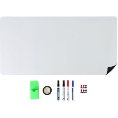 Relaxdays Lámina magnética Blanca 40x80 cm con 4 rotuladores, 6 imanes, Caja y Cinta Adhesiva Relaxdays Lámina magnética Blanca 40x80 cm con 4 rotuladores, 6 imanes, Caja y Cinta Adhesiva