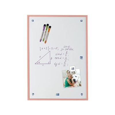 Oxford Pizarra Blanca Magnética con 3 Rotuladores, 2 Imanes y Kit de Montaje de Pared, Marco de color Peach Pastel, Tamaño A3 Oxford Pizarra Blanca Magnética con 3 Rotuladores, 2 Imanes y Kit de Montaje de Pared, Marco de color Peach Pastel, Tamaño A3