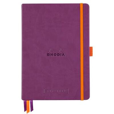 Rhodia 117570C Libreta flexible rama Goalbook plateada, A5 (14,8 x 21 cm), puntos, papel Clairefontaine blanco 90 g/m2, 2 cintas, cierre elástico, piel sintética, color morado carnet rigide Rhodia 117570C Libreta flexible rama Goalbook plateada, A5 (14,8 x 21 cm), puntos, papel Clairefontaine blanco 90 g/m2, 2 cintas, cierre elástico, piel sintética, color morado carnet rigide