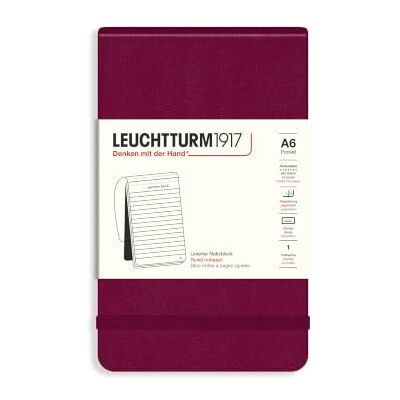 LEUCHTTURM1917 Bloc de notas Pocket (A6) 90 x 150 mm, Tapa Dura, 184 páginas numeradas, Port Red, Lineas LEUCHTTURM1917 Bloc de notas Pocket (A6) 90 x 150 mm, Tapa Dura, 184 páginas numeradas, Port Red, Lineas