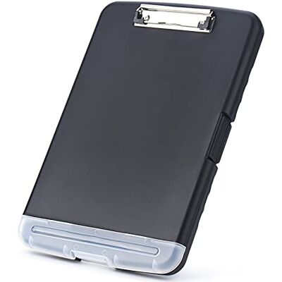 ZCZN Portapapeles de Plástico con Compartimento para Bolígrafos Separado, Clipboard A4 para la Escuela, Utilidad, Oficina Industrial, Personal Médico, Color Negro ZCZN Portapapeles de Plástico con Compartimento para Bolígrafos Separado, Clipboard A4 para la Escuela, Utilidad, Oficina Industrial, Personal Médico, Color Negro