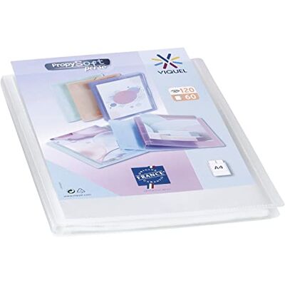 Viquel Protección de documentos personalizable Encuadernación A4 Portafotos de 120 caras (60 bolsillos) Propysoft Fundas transparentes y lisas Incoloración translúcido Viquel Protección de documentos personalizable Encuadernación A4 Portafotos de 120 caras (60 bolsillos) Propysoft Fundas transparentes y lisas Incoloración translúcido