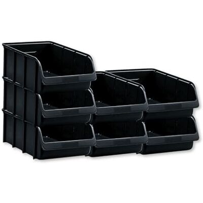 hünersdorff 7 cajas apilables, tamaño 5, de polipropileno irrompible, recicladas, ideal para sistemas de ordenación y clasificación, placas de pared, estanterías, estanterías de taller, color negro hünersdorff 7 cajas apilables, tamaño 5, de polipropileno irrompible, recicladas, ideal para sistemas de ordenación y clasificación, placas de pared, estanterías, estanterías de taller, color negro