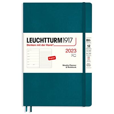 LEUCHTTURM1917 calendario semanal y cuaderno de notas Tapa blanda Paperback (B6+) 2023, 12 meses, Verde Pacífico, Inglés LEUCHTTURM1917 calendario semanal y cuaderno de notas Tapa blanda Paperback (B6+) 2023, 12 meses, Verde Pacífico, Inglés