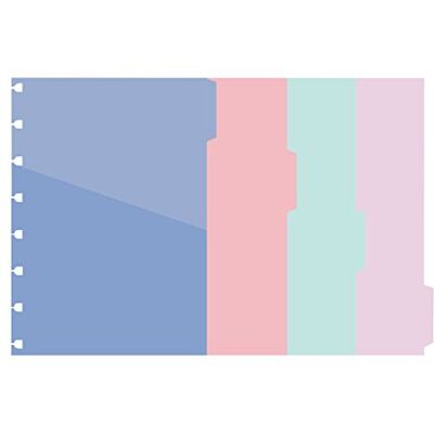 Filofax Juego de 4 índices móviles, color Colores pastel A5 Size Filofax Juego de 4 índices móviles, color Colores pastel A5 Size