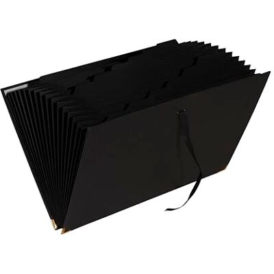 Exacompta Ref. Clasificador de cintas de 18 compartimentos Office By Me Interior de tarjeta reciclada negra para tamaño A4 Cierre de cinta de metal dorado para reforzar la cubierta - Exacompta Ref. Clasificador de cintas de 18 compartimentos Office By Me Interior de tarjeta reciclada negra para tamaño A4 Cierre de cinta de metal dorado para reforzar la cubierta -