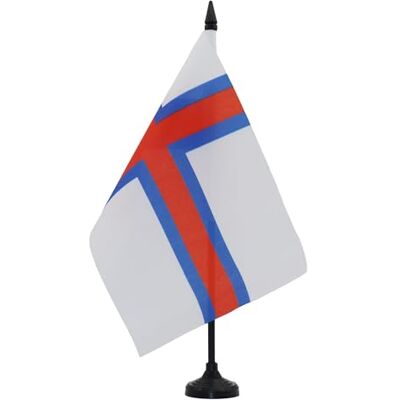 AZ FLAG Bandera de Mesa Islas Feroe 21x14 cm Poliéster 100D Base Plástico Uso interior Bandera de escritorio feroésa Føroyar acabado cosido y bordes reforzados AZ FLAG Bandera de Mesa Islas Feroe 21x14 cm Poliéster 100D Base Plástico Uso interior Bandera de escritorio feroésa Føroyar acabado cosido y bordes reforzados