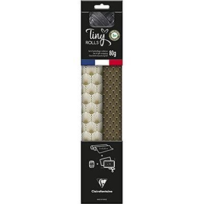 Clairefontaine Tiny Rolls Kit de embalaje de regalo (2 rollos de papel con 80 g de 5 x 35 cm, bobina bolduc de 20 m + 10 etiquetas de regalo incluidas), color negro y blanco Clairefontaine Tiny Rolls Kit de embalaje de regalo (2 rollos de papel con 80 g de 5 x 35 cm, bobina bolduc de 20 m + 10 etiquetas de regalo incluidas), color negro y blanco