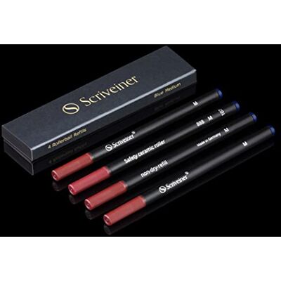 Scriveiner Recambio de Rollerball Azul Medio 4 Recambios de Bolígrafos de Punta de Cerámica de Seguridad No Seca para Bolígrafos Schmidt 888 M Fabricado en Alemania Scriveiner Recambio de Rollerball Azul Medio 4 Recambios de Bolígrafos de Punta de Cerámica de Seguridad No Seca para Bolígrafos Schmidt 888 M Fabricado en Alemania