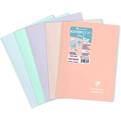 Clairefontaine Cuaderno de espiral Koverbook Blush (A4, 21 x 29, 7 cm, 160 páginas grandes azulejos, Papel blanco 90 g, Cubierta de polietileno opaca color aleatorio Clairefontaine Cuaderno de espiral Koverbook Blush (A4, 21 x 29, 7 cm, 160 páginas grandes azulejos, Papel blanco 90 g, Cubierta de polietileno opaca color aleatorio