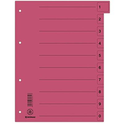 DONAU Separadores (50 unidades), color rojo, cartón reciclado, para DIN A4, 4 agujeros, índice de carpeta, color rojo DONAU Separadores (50 unidades), color rojo, cartón reciclado, para DIN A4, 4 agujeros, índice de carpeta, color rojo