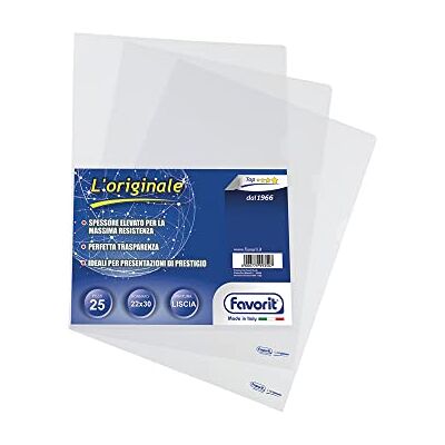 Favorit 100460046 Carpeta abierta en L, grosor superior, formato interior, 22 x 30 cm, transparente, paquete de 25 unidades. Favorit 100460046 Carpeta abierta en L, grosor superior, formato interior, 22 x 30 cm, transparente, paquete de 25 unidades.