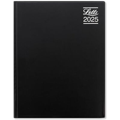 Letts of London Rhino Agenda de 2025, tamaño A4, día por página con citas, color negro Letts of London Rhino Agenda de 2025, tamaño A4, día por página con citas, color negro