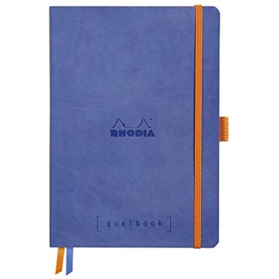 Rhodia Goalbook Saphir Cuaderno flexible (A5, 240 páginas, papel Clairefontaine blanco, 90 g, 2 correas, cierre elástico, tapa de piel sintética), color blanco Rhodia Goalbook Saphir Cuaderno flexible (A5, 240 páginas, papel Clairefontaine blanco, 90 g, 2 correas, cierre elástico, tapa de piel sintética), color blanco