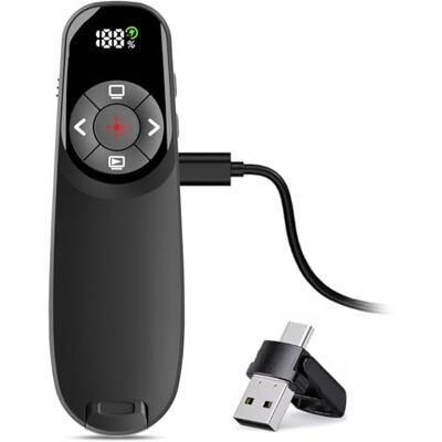 VOVIGGOL Pasador de Diapositivas Recargable con Pantalla de Temporizador, Presentador Inalámbrico de Doble Interfaz USB, Mando Ordenador Powerpoint 2.4GHz, Compatible con Mac, Windows y Ordenador VOVIGGOL Pasador de Diapositivas Recargable con Pantalla de Temporizador, Presentador Inalámbrico de Doble Interfaz USB, Mando Ordenador Powerpoint 2.4GHz, Compatible con Mac, Windows y Ordenador