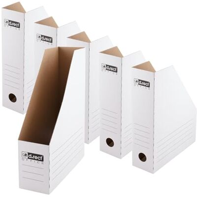 D.RECT Revistero de cartón A4, 80 mm, paquete de 6 unidades, robusto, plegable, para revistas, catálogos y documentos, práctico organizador de archivos D.RECT Revistero de cartón A4, 80 mm, paquete de 6 unidades, robusto, plegable, para revistas, catálogos y documentos, práctico organizador de archivos