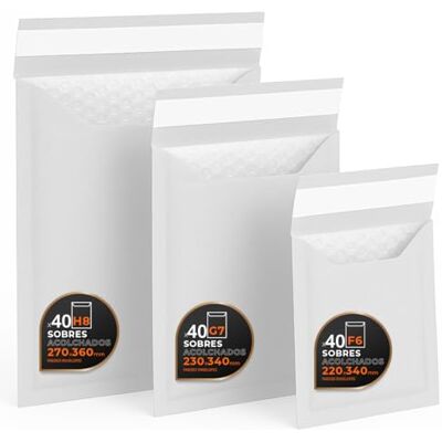 OFITURIA Sobres Acolchados para Envíos, Multitamaño (3 Tamaños), Kraft, Blanco o ambos – Cierre Autoadhesivo – Sobres de Papel con Burbuja Interior, Ideal para Envíos Pack L (Blanco, 120 sobres) OFITURIA Sobres Acolchados para Envíos, Multitamaño (3 Tamaños), Kraft, Blanco o ambos – Cierre Autoadhesivo – Sobres de Papel con Burbuja Interior, Ideal para Envíos Pack L (Blanco, 120 sobres)
