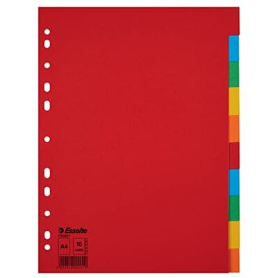 Esselte Separadores de Cartulina para Archivadores y Carpetas, Tamaño A4, 10 Unids, Divisores con Pestaña Identificativa, Carpetas de Anillas y Archivadores de Palanca, Cartón Sostenible Eco-Friendly Esselte Separadores de Cartulina para Archivadores y Carpetas, Tamaño A4, 10 Unids, Divisores con Pestaña Identificativa, Carpetas de Anillas y Archivadores de Palanca, Cartón Sostenible Eco-Friendly